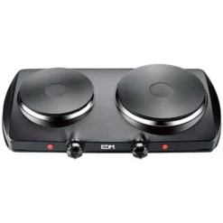 Plaque Electrique Noire 1400w 2 Feux Ce/A13 46,5x26x8,5cm Edm