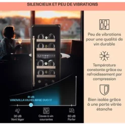 Cave à Vin Encastrable - Vinovilla 17 Duo Edition Vilhelmine - 17 Bouteilles - 52 L - 5 à 22 °c - Noir -Bransch Magasin 81978008 4