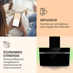 Hotte Aspirante - Klarstein Alina 60 Smart - 594 M³/h Led Lumière D'ambiance - Noir 7 Hotte Aspirante - Klarstein Alina 60 Smart - 594 M³/h Led Lumière D'ambiance - Noir -Bransch Magasin 81978036 3