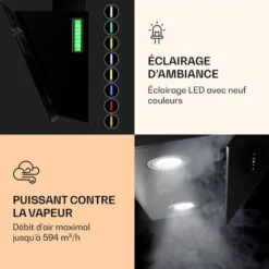 Hotte Aspirante - Klarstein Alina 60 Smart - 594 M³/h Led Lumière D'ambiance - Noir 9 Hotte Aspirante - Klarstein Alina 60 Smart - 594 M³/h Led Lumière D'ambiance - Noir -Bransch Magasin 81978036 5