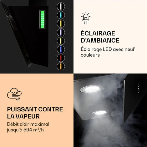 Hotte Aspirante - Klarstein Alina 60 Smart - 594 M³/h Led Lumière D'ambiance - Noir 5 Hotte Aspirante - Klarstein Alina 60 Smart - 594 M³/h Led Lumière D'ambiance - Noir – Image 5