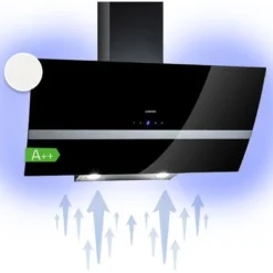 Hotte Aspirante - Klarstein Clara 90 Verre 509 M³/h Touch Lumière D'ambiance - Noir