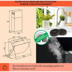 Hotte Aspirante - Klarstein Clara 90 Verre 509 M³/h Touch Lumière D'ambiance - Noir -Bransch Magasin 81978060 5