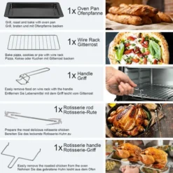 Jago® Mini Four - Capacité 60 L, 2000 W, Minuteur 0-60 Min, 100-230°C, 6 Modes De Cuisson, Avec Rôtissoire, Grille Et Plaque De Four, Double Vitrage, Noir - Four Électrique, à Poser, Ventilé 8 Jago® Mini Four - Capacité 60 L, 2000 W, Minuteur 0-60 Min, 100-230°C, 6 Modes De Cuisson, Avec Rôtissoire, Grille Et Plaque De Four, Double Vitrage, Noir - Four Électrique, à Poser, Ventilé -Bransch Magasin 82144565 4