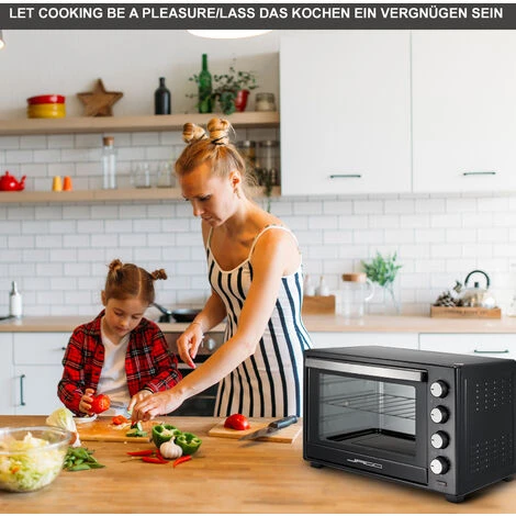 Jago® Mini Four - Capacité 60 L, 2000 W, Minuteur 0-60 Min, 100-230°C, 6 Modes De Cuisson, Avec Rôtissoire, Grille Et Plaque De Four, Double Vitrage, Noir - Four Électrique, à Poser, Ventilé 5 Jago® Mini Four - Capacité 60 L, 2000 W, Minuteur 0-60 Min, 100-230°C, 6 Modes De Cuisson, Avec Rôtissoire, Grille Et Plaque De Four, Double Vitrage, Noir - Four Électrique, à Poser, Ventilé – Image 5