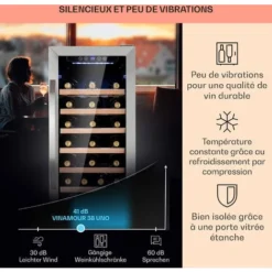 Cave à Vin - Klarstein Vinamour 38 Uno - à Compression - 1 Zone - 94 L - / 38 Bouteilles - 5 - 18 °C - 41 DB -Bransch Magasin 82701309 4