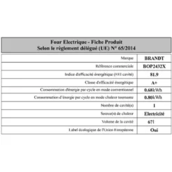 Four Intégrable Multifonction 67l 60cm Pyrolyse Inox - Brandt - BOP2432X 8 Four Intégrable Multifonction 67l 60cm Pyrolyse Inox - Brandt - BOP2432X -Bransch Magasin 82761861 4