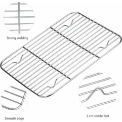 MINKUROW Plaque À Patisserie + Grille De Refroidissement, 26,5 X 20 X 2,5 Cm Plaque De Four Universelle En Acier Inoxydable Plaque De Cuisson Rectangulaire -Bransch Magasin 85961250 4