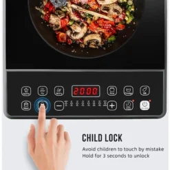 Plaque De Cuisson Induction Simple 2000W Ultra-mince Avec Commande Tactile Par Capteur Et Verrouillage De Sécurité -Bransch Magasin 86534453 4