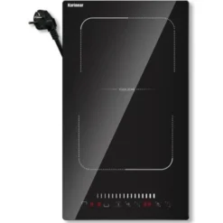 Plaque à Induction, Karinear Plaque De Cuisson 2 Feux, Table De Cuisson électrique Encastrable, 3500 W, Verre Noir