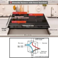 Karinear Plaque à Induction 3 Foyer Avec Zone Flexible, Plaque De Cuisson Induction Encastrable, Table De Cuisson Electrique Avec Commande Tactile, Minuteur, Verrouillage D'enfant, 6800W, Pas De Prise -Bransch Magasin 86735182 5