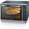 Mini Four Chaleur SEVERIN TO2058 Tournante 42 L, Pierre A Pizza Et Tournebroche, Four Posable 1 800 W, Minuteur 120 Min, Noir/In