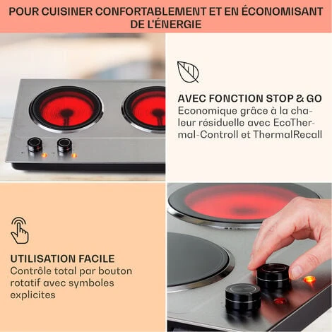 Plaque De Cuisson Double - Klarstein Ramsey - 2400w - 11 Niveaux - Vitrocéramique - Argent 4 Plaque De Cuisson Double - Klarstein Ramsey - 2400w - 11 Niveaux - Vitrocéramique - Argent – Image 4