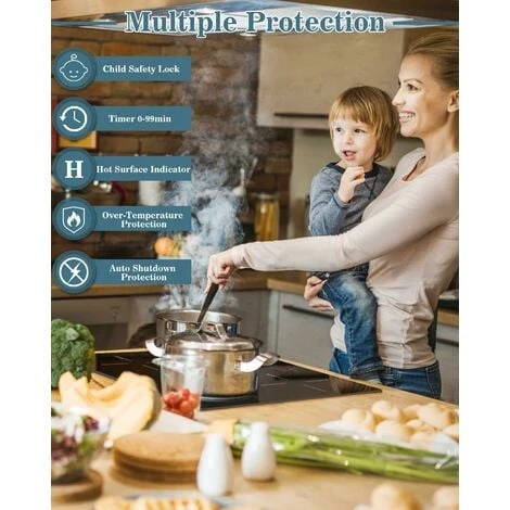 Plaque à Induction, Karinear Plaque Induction 4 Foyer, Plaque De Cuisson Induction Encastrable, Table De Cuisson Electrique Avec Commande Tactile, Minuteur, Verrouillage D'enfant, 6600W 2 Plaque à Induction, Karinear Plaque Induction 4 Foyer, Plaque De Cuisson Induction Encastrable, Table De Cuisson Electrique Avec Commande Tactile, Minuteur, Verrouillage D'enfant, 6600W – Image 2