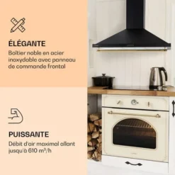 Klarstein Hotte Aspirante Cuisine 9 Cm, Hotte Cheminée Avec Filtres à Charbon, 61m³/h, 165W, Hotte De Cuisine En Acier Inoxydable Avec Recirculation, Panneau De Commande, Eclairage LED, Classe A -Bransch Magasin 90506688 4