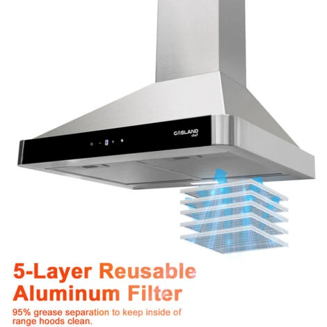 Gasland Chef PR60SS Hotte Aspirante 60cm à Recyclage Hotte Aspirante Silencieuse évacuation D'air 488 M³/h 3 Niveaux Touch Control Montage Mural Hotte Aspirante Avec Filtre Inox Argent écrans De Verre 4 Gasland Chef PR60SS Hotte Aspirante 60cm à Recyclage Hotte Aspirante Silencieuse évacuation D'air 488 M³/h 3 Niveaux Touch Control Montage Mural Hotte Aspirante Avec Filtre Inox Argent écrans De Verre – Image 4