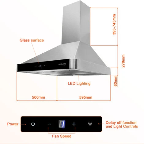 Gasland Chef PR60SS Hotte Aspirante 60cm à Recyclage Hotte Aspirante Silencieuse évacuation D'air 488 M³/h 3 Niveaux Touch Control Montage Mural Hotte Aspirante Avec Filtre Inox Argent écrans De Verre 5 Gasland Chef PR60SS Hotte Aspirante 60cm à Recyclage Hotte Aspirante Silencieuse évacuation D'air 488 M³/h 3 Niveaux Touch Control Montage Mural Hotte Aspirante Avec Filtre Inox Argent écrans De Verre – Image 5