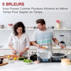 Plaque à Gaz 5 Feux, Plaque Gaz, Plaque De Cuisson à Gaz, Gaz Naturel/Propane/Butane (5 Brûleurs) -Bransch Magasin 91624272 3