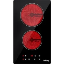 Plaque Vitrocéramique 2 Feux, Plaque De Cuisson En Vitrocéramique 2 Foyers Encastrable Plaque 2 Feux - 3000W, 29cm