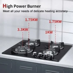 Plaque De Cuisson Gaz 4 Feuxs, Plaque Gaz 4 Feux, Plaque à Gaz - Cuisinière Encastrable - Gaz Ville Et Bouteille (4 Brûleurs - Verre) -Bransch Magasin 91624287 3