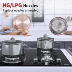 Plaque De Cuisson Gaz 4 Feuxs, Plaque Gaz 4 Feux, Plaque à Gaz - Cuisinière Encastrable - Gaz Ville Et Bouteille (4 Brûleurs - Verre) -Bransch Magasin 91624287 5