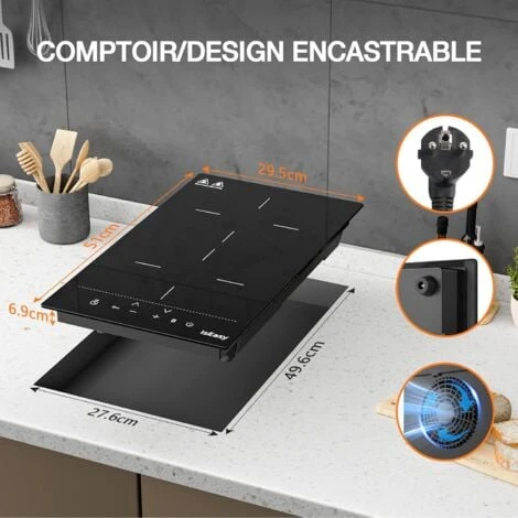 Plaque à Induction 2 Foyer, Double Plaque à Induction Encastrable, Table De Cuisson à Induction 3400W, L51 X P29.5 Cm 2 Plaque à Induction 2 Foyer, Double Plaque à Induction Encastrable, Table De Cuisson à Induction 3400W, L51 X P29.5 Cm – Image 2
