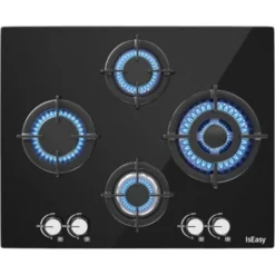 Plaque Gaz 4 Feux, Plaque De Cuisson à Gaz, Plaque à Gaz Avec 4 Foyers à Gaz, Cuisinière Encastrable, Gaz Naturel/Propane (4 Brûleurs)