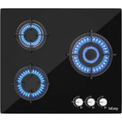 Plaque Gaz 3 Feux, Plaque De Cuisson à Gaz, Plaque à Gaz Avec 3 Foyers à Gaz, Cuisinière Encastrable, Gaz Naturel/Propane (3 Brûleurs)
