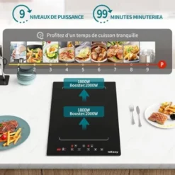 Plaque à Induction 2 Feux, Table De Cuisson à Induction Encastrable, Double Plaque De Cuisson Electrique à Induction , 3400W, Boosters -Bransch Magasin 91624298 3
