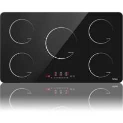 Plaque à Induction, Plaque De Cuisson à Induction Electrique - (8600W, Autarkic, 5 Foyers, 90cm, Encastrable, Intégré, Tactile, Minuteur, Verre-céramique)- 5 Zone New