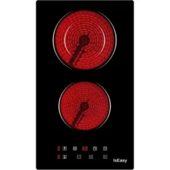 Plaque Vitrocéramique 2 Feux, Encastrable Plaque 2 Feux, Plaque De Cuisson En Vitrocéramique 2 Foyers- 3200W, 29cm