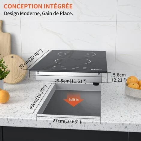 Plaque Vitrocéramique 2 Feux, Encastrable Plaque 2 Feux, Plaque De Cuisson En Vitrocéramique 2 Foyers- 3200W, 29cm 2 Plaque Vitrocéramique 2 Feux, Encastrable Plaque 2 Feux, Plaque De Cuisson En Vitrocéramique 2 Foyers- 3200W, 29cm – Image 2