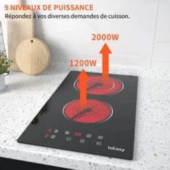 Plaque Vitrocéramique 2 Feux, Encastrable Plaque 2 Feux, Plaque De Cuisson En Vitrocéramique 2 Foyers- 3200W, 29cm 9 Plaque Vitrocéramique 2 Feux, Encastrable Plaque 2 Feux, Plaque De Cuisson En Vitrocéramique 2 Foyers- 3200W, 29cm -Bransch Magasin 91624301 5