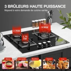 Plaque De Cuisson à Gaz 3 Feux, Plaque Gaz 3 Feuxs, Table De Cuisson à Gaz Encastrable, Gaz Ville Et Bouteille (3 Foyers) -Bransch Magasin 91624302 3
