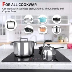 Plaque Vitrocéramique 4 Feuxs, Table De Cuisson Vitrocéramique 4 Foyers, Plaque De Cuisson Vitrocéramique Encastrable, Minuteur Multi-zones, 6000W -Bransch Magasin 91624304 5