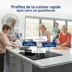 Plaque à Induction 4 Foyers, Plaque De Cuisson Induction Encastrable - 7600W, 4 Boosters, Minuterie, Fonction Muet -Bransch Magasin 91624305 3