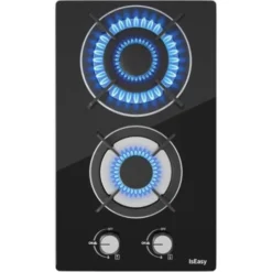 Plaque à Gaz 2 Feux - Autosuffisante Plaque De Cuisson à Gaz Avec 2 Brûleurs à Gaz - Cuisinière Encastrable - Gaz Naturel/Propane (2 Brûleurs - Verre)