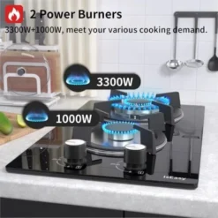 Plaque à Gaz 2 Feux - Autosuffisante Plaque De Cuisson à Gaz Avec 2 Brûleurs à Gaz - Cuisinière Encastrable - Gaz Naturel/Propane (2 Brûleurs - Verre) 7 Plaque à Gaz 2 Feux - Autosuffisante Plaque De Cuisson à Gaz Avec 2 Brûleurs à Gaz - Cuisinière Encastrable - Gaz Naturel/Propane (2 Brûleurs - Verre) -Bransch Magasin 91624306 3