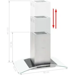 Hotte îlot Avec écran Tactile LCD Et Capteur 90 Cm 756 M³/h LED VidaXL -Bransch Magasin 9163169 4