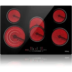 Plaque Vitrocéramique 5 Feux, Table De Cuisson Vitrocéramique 5 Foyers Encastrable Plaque 5 Feux- 8600W, 5 Foyers, 77cm, Autarkic, Tactile, Minuteur, Verre-céramique