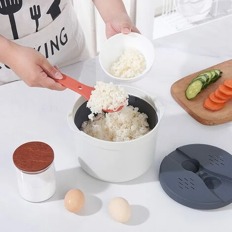 Bol De Cuisson Au Riz Grand Bol Pour Micro-ondes, 2L Cuiseur à Pâtes Cuiseur à Vapeur Avec Couvercle Et Cuillère, Batterie De Cuisine Au Micro-ondes Pour Quinoa, Poulet, Avoine Et (Orange) 4 Bol De Cuisson Au Riz Grand Bol Pour Micro-ondes, 2L Cuiseur à Pâtes Cuiseur à Vapeur Avec Couvercle Et Cuillère, Batterie De Cuisine Au Micro-ondes Pour Quinoa, Poulet, Avoine Et (Orange) – Image 4