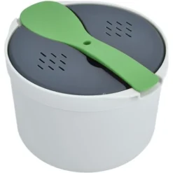 Bol De Cuisson Au Riz Grand Bol Pour Micro-ondes, 2L Cuiseur à Pâtes Cuiseur à Vapeur Avec Couvercle Et Cuillère, Batterie De Cuisine Au Micro-ondes Pour Quinoa, Poulet, Avoine Et (Vert)