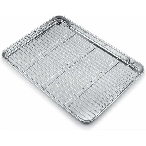 Plaque De Cuisson Avec Grille De Refroidissement, Acier Inoxydable Plaque De Cuisson Rectangulaire Plaque De Four Et Grille De Refroidissement Pour La Cuisson Plaque De Cuisson 40,5 30,5 2,5 Cm 1 Plaque De Cuisson Avec Grille De Refroidissement, Acier Inoxydable Plaque De Cuisson Rectangulaire Plaque De Four Et Grille De Refroidissement Pour La Cuisson Plaque De Cuisson 40,5 30,5 2,5 Cm