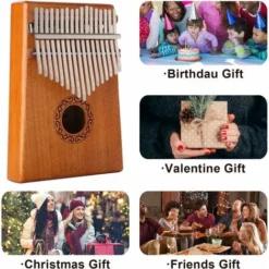 Thumb Piano 17 Touches Thumb Piano, Thumb Piano Instrument Portable Finger Piano Pour Enfants Adultes Débutants, Cadeau D'anniversaire Idéal, Saint Valentin Ou Nol -Bransch Magasin 97636675 5