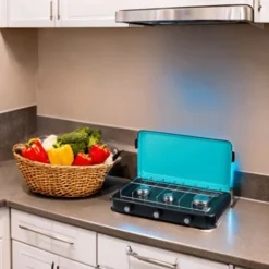 Plaque De Cuisson Gaz Portable 3 Feux 3000W Rechaud Gaz Butane/Propane Bruleurs Inox Couvercle Amovible INTEC -Bransch Magasin 98062971 3