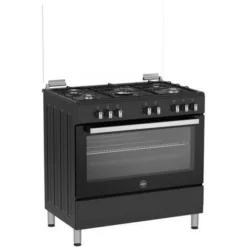 Cuisiniere LA GERMANIA - Sel9mn - 5 Feux Gaz - Four électrique - Multifonction - Noire